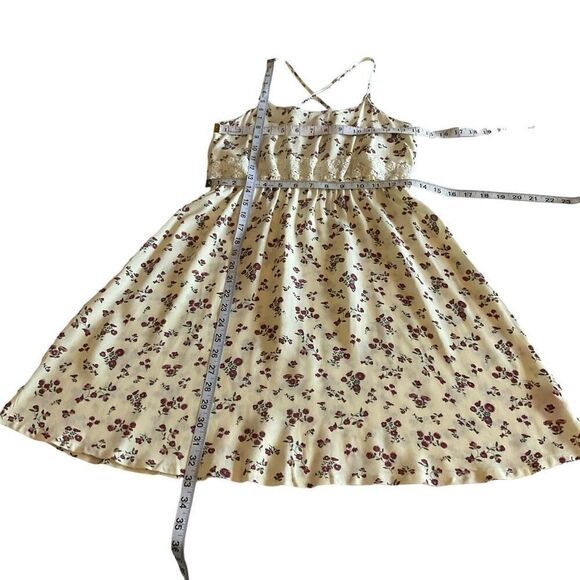 Dream Star A-Line  Knee Length Cream Floral Print Summer Dress Girls Size L - Picture 5 of 8